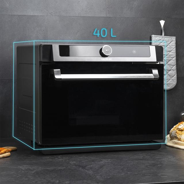 Cecotec Bake&Steam 4000 Combi Gyro Horno De Vapor 3 En 1 Con Función Vapor Convección Y Freidora De Aire 40 Litros De Capacidad 7 Funciones De Cocinado Función De Autolimpieza Rustidor Y 2400 W De Potencia. Horno A Vapor Con