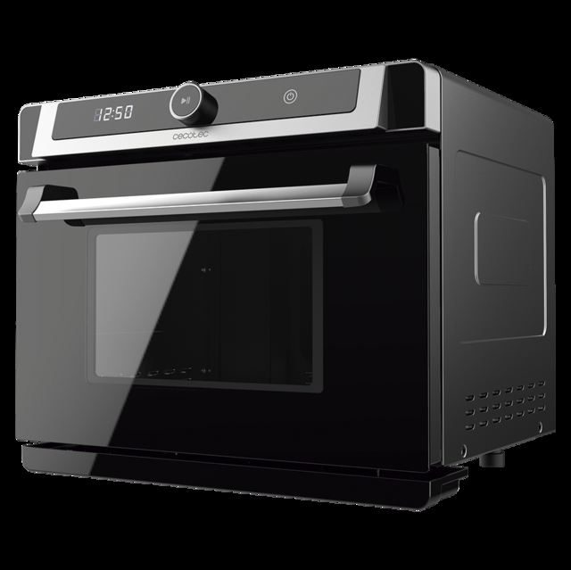 Cecotec Bake&Steam 4000 Combi Gyro Horno de vapor 3 en 1 con función vapor convección y freidora de aire 40 litros de capacidad 7 funciones de cocinado función de autolimpieza rustidor y 2400 W de potencia. Horno a vapor con