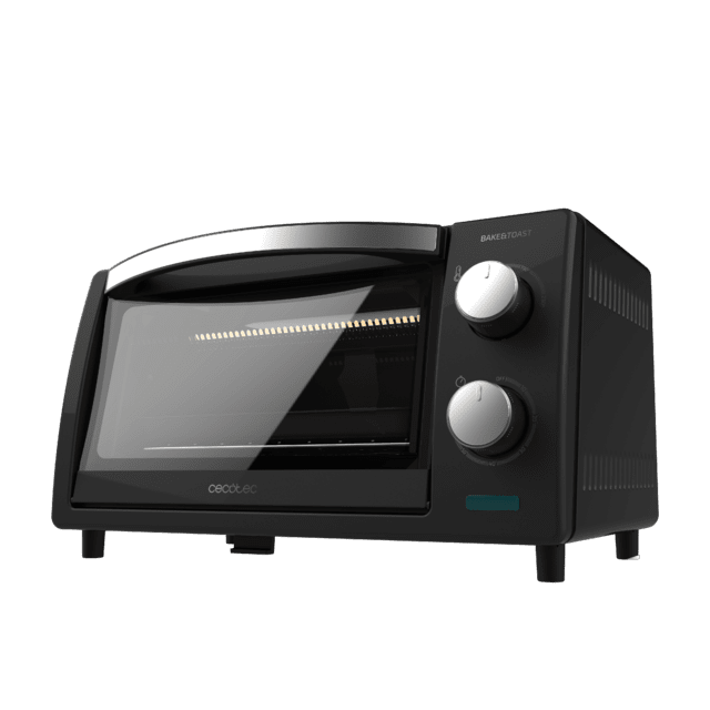 Cecotec Bake&Toast 1000 Black. Horno de Sobremesa Tostador 10 L de 800 W Calefactores de Cuarzo Temporizador Temperatura regulable Puerta de Doble Cristal y Acabados en Acero Inox Horno de sobremesa