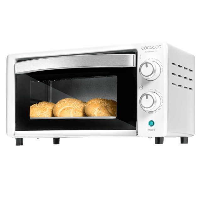 Cecotec Bake&Toast 1090 White Horno tostador de sobremesa eléctrico multifunción 10 litros de capacidad y puerta con doble cristal. Horno de sobremesa