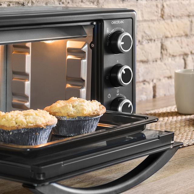 Cecotec Bake&Toast 2300 Black Horno Tostador De Sobremesa Eléctrico Multifunción 23 Litros De Capacidad Y Puerta Con Doble Cristal. Horno Tostador De Sobremesa