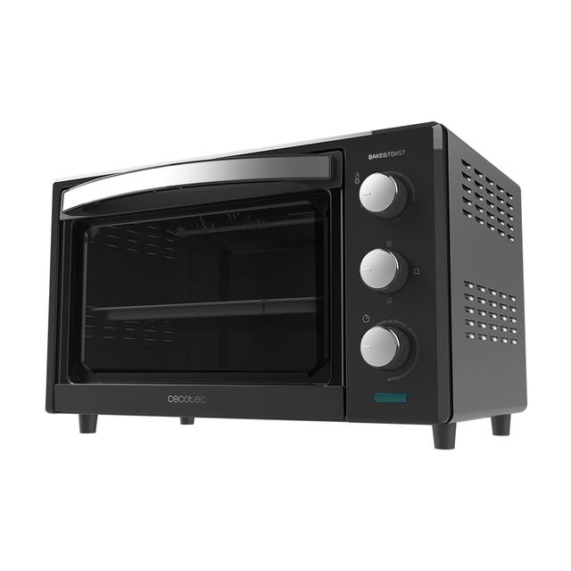 Cecotec Bake&Toast 2400 Black. Horno de Sobremesa Tostador 24 L de 1500 W 3 Modos de Calor Temporizador Temperatura regulable Puerta de Doble Cristal y Acabados en Acero Inox Horno de sobremesa