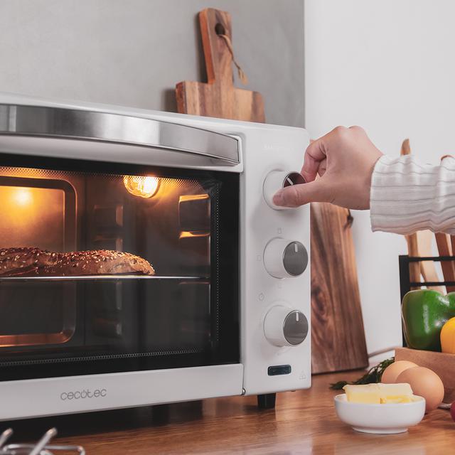 Cecotec Bake&Toast 2400 White. Horno De Sobremesa Tostador 24 L De 1500 W 3 Modos De Calor Temporizador Temperatura Regulable Puerta De Doble Cristal Y Acabados En Acero Inox Horno De Sobremesa