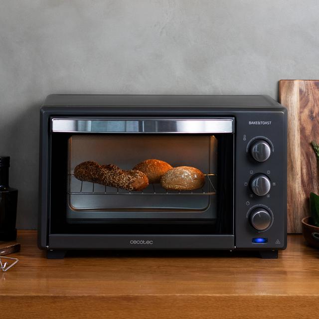 Cecotec Bake&Toast 2800 Black. Horno De Sobremesa De Convección 28 L De 1600 W Multifunción 6 Modos De Calor Temporizador Temperatura Regulable Puerta De Doble Cristal Acero Lacado Horno De Sobremesa