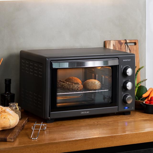 Cecotec Bake&Toast 2800 Black. Horno De Sobremesa De Convección 28 L De 1600 W Multifunción 6 Modos De Calor Temporizador Temperatura Regulable Puerta De Doble Cristal Acero Lacado Horno De Sobremesa