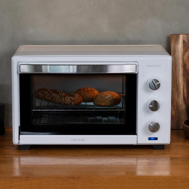 Cecotec Bake&Toast 2800 White. Horno De Sobremesa De Convección 28 L De1600 W Multifunción 6 Modos De Calor Temporizador Temperatura Regulable Puerta De Doble Cristal Acero Lacado Horno De Sobremesa