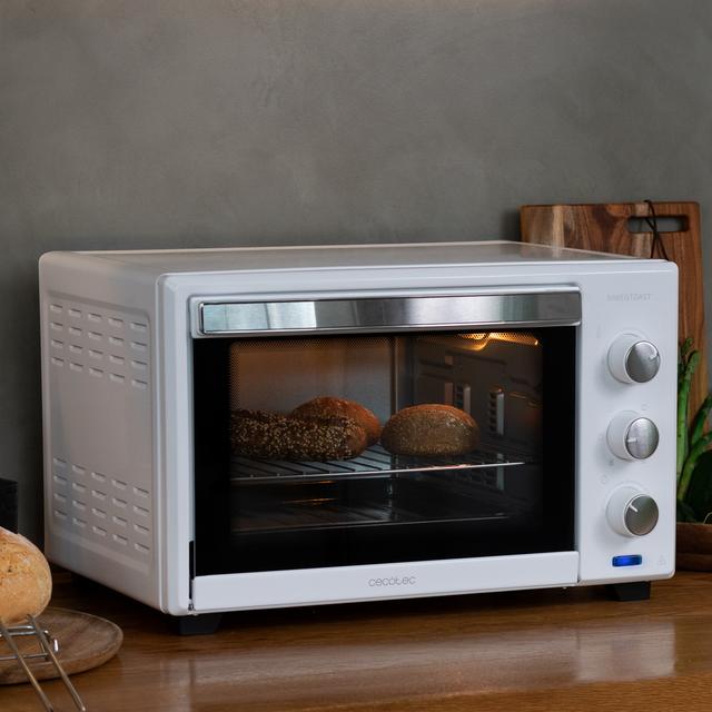 Cecotec Bake&Toast 2800 White. Horno De Sobremesa De Convección 28 L De1600 W Multifunción 6 Modos De Calor Temporizador Temperatura Regulable Puerta De Doble Cristal Acero Lacado Horno De Sobremesa