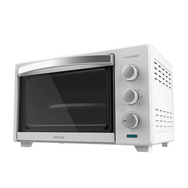 Cecotec Bake&Toast 3000 4Pizza White Gyro. Horno de Sobremesa de Convección 30 L de 1600 W Multifunción Piedra para hornear Pizza Puerta Doble Cristal y Acero Incluye Rustidor giratorio Horno de sobremesa