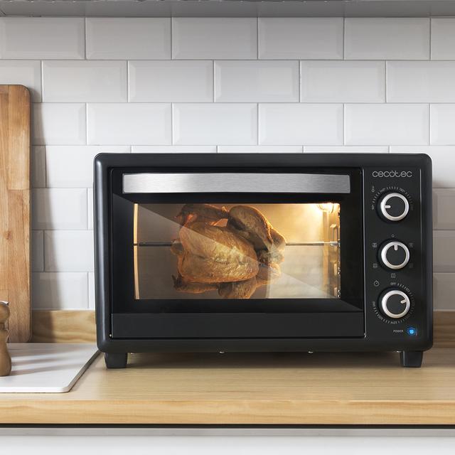 Cecotec Bake&Toast 3090 Black Gyro Hornos Eléctricos De Convección Con Rustidor De 30 Litros De Capacidad 5 Modos Y Luz Interior. Horno De Sobremesa 