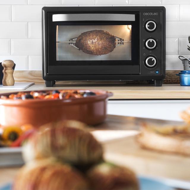 Cecotec Bake&Toast 3090 Black Gyro Hornos Eléctricos De Convección Con Rustidor De 30 Litros De Capacidad 5 Modos Y Luz Interior. Horno De Sobremesa 