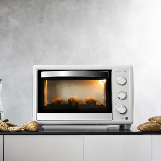 Cecotec Bake&Toast 3090 White Gyro Hornos Eléctricos De Convección Con Rustidor De 30 Litros De Capacidad 5 Modos Y Luz Interior. Horno De Sobremesa