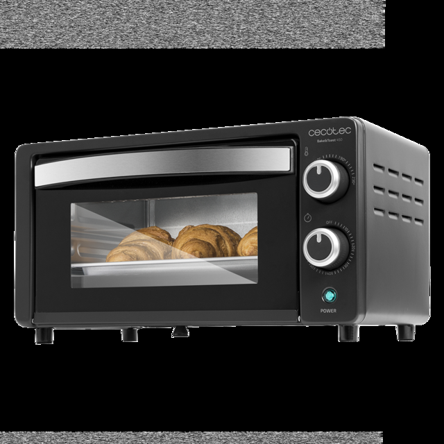 Cecotec Bake&Toast 450. Horno Sobremesa de 1000 W Capacidad de 10 Litros Temperatura hasta 230ºC Temporizador hasta 60 Minutos Perfecto para Panini y Bollería Horno tostador 10 litros  
