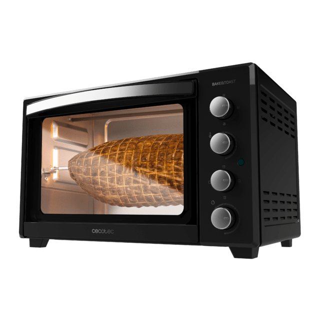 Cecotec Bake&Toast 4500 Black Gyro. Horno Sobremesa de Convección de 2000 W Capacidad 45 L 12 Funciones Combinables Incluye Rustidor giratorio Acero Lacado Negro Horno sobremesa