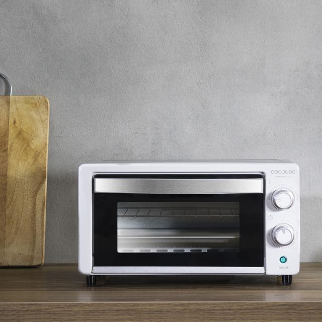Cecotec Bake&Toast 490. Horno Sobremesa De 1000 W Capacidad 10 L Temperatura Hasta 230ºC Temporizador Hasta 60 Min Perfecto Para Panini Y Bollería Incluye Bandeja Recogemigas Blanco Horno Tostador 10 Litros
