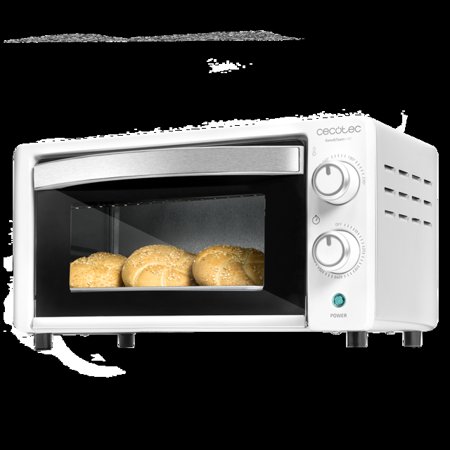 Cecotec Bake&Toast 490. Horno Sobremesa de 1000 W Capacidad 10 l Temperatura hasta 230ºC Temporizador hasta 60 Min Perfecto para Panini y Bollería Incluye Bandeja Recogemigas Blanco Horno tostador 10 litros
