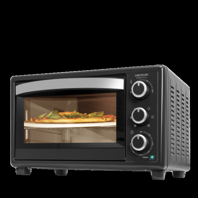 Cecotec Bake&Toast 570 4Pizza. Horno Sobremesa De Convección De 26 Litros De 1500 W Con Piedra Para Pizza 6 Funciones Luz Interior Puerta Con Doble Cristal Acero Lacado En Negro Horno Con Piedra Para Pizza