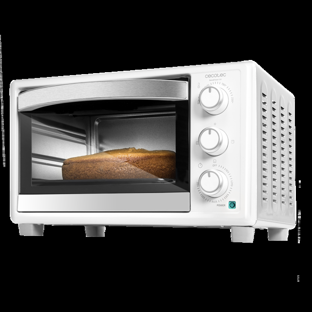 Cecotec Bake&Toast 590. Horno Sobremesa de 1500 W Capacidad de 23 litros Temperatura hasta 230ºC Temporizador hasta 60 Minutos 3 Modos de cocción Incluye Bandeja Recogemigas Horno tostador 23 litros