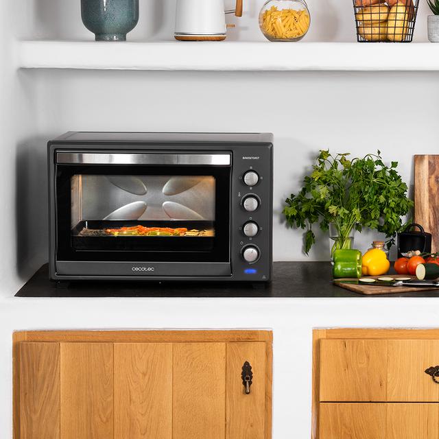Cecotec Bake&Toast 6000 Black Gyro. Horno Sobremesa De Convección De 2000 W Capacidad 60 L 12 Funciones Combinables Incluye Rustidor Giratorio Acero Lacado Negro Horno Sobremesa 60 Litros