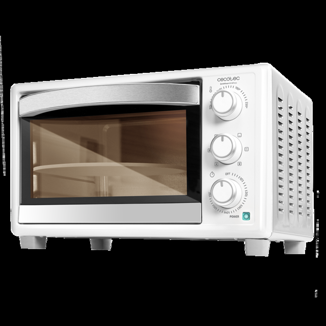 Cecotec Bake&Toast 610 4Pizza. Horno De Sobremesa De Convección 26 L De 1500 W Especial Para Pizza 6 Funciones Temperatura Regulable Luz Interior Puerta Con Doble Cristal Blanco Horno Con Piedra Para Pizza  