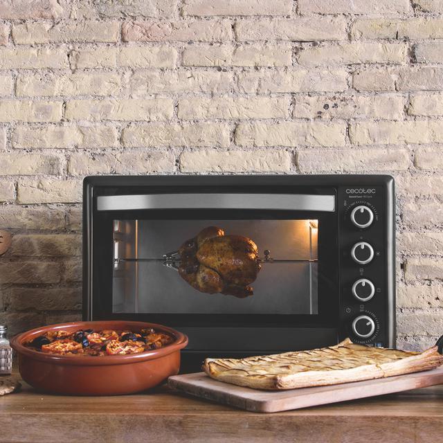 Cecotec Bake&Toast 750 Gyro. Horno Sobremesa De 2000 W Capacidad 46 L 12 Modos Temperatura Hasta 230ºC Y Temporizador Hasta 60 Minutos Incluye Accesorio Rustidor Con Pinzas Negro Horno Sobremesa Convección Eléctrico 46 Litros
