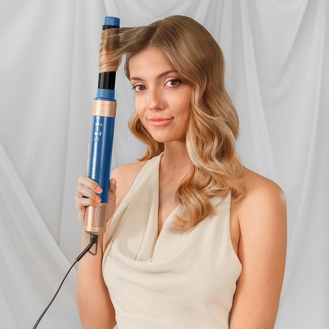 Cecotec Bamba CeramicCare 10in1 AirGlam Blue Moldeador Multifunción 10 En 1 Con Tecnología Coanda Que Moldea Riza Peina Seca Y Elimina El Efecto Frizz. Con 3 Velocidades 3 Temperaturas Y Control Inteligente Del Calor. Motor Di