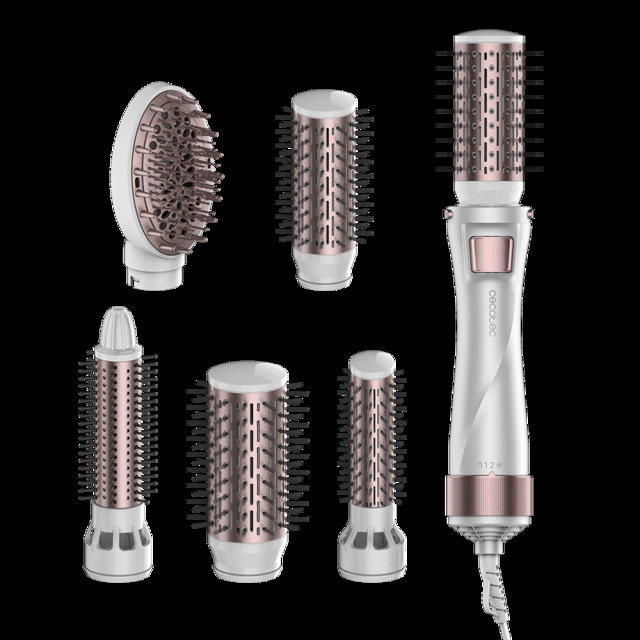 Cecotec Bamba CeramicCare 5in1Gyro. Cepillo de Aire de 1000 W 5 Cabezales intercambiables Tecnología Iónica 3 Temperaturas 2 Velocidades Sistema de protección Sobrecalentamiento Cepillo de aire