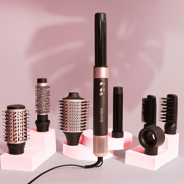Cecotec Bamba CeramicCare AirGlam Black Moldeador Multifunción 8 En 1 Con Tecnología Coanda Que Moldea Riza Peina Seca Y Elimina El Efecto Frizz. Con 3 Velocidades 3 Temperaturas Y Control Inteligente Del Calor. Motor Digital