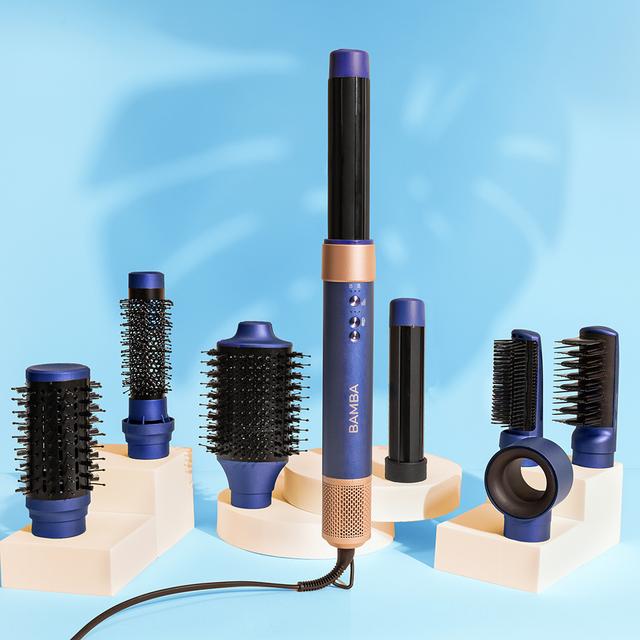 Cecotec Bamba CeramicCare AirGlam Blue Moldeador Multifunción 8 En 1 Con Tecnología Coanda Que Moldea Riza Peina Seca Y Elimina El Efecto Frizz. Con 3 Velocidades 3 Temperaturas Y Control Inteligente Del Calor. Motor Digital 1