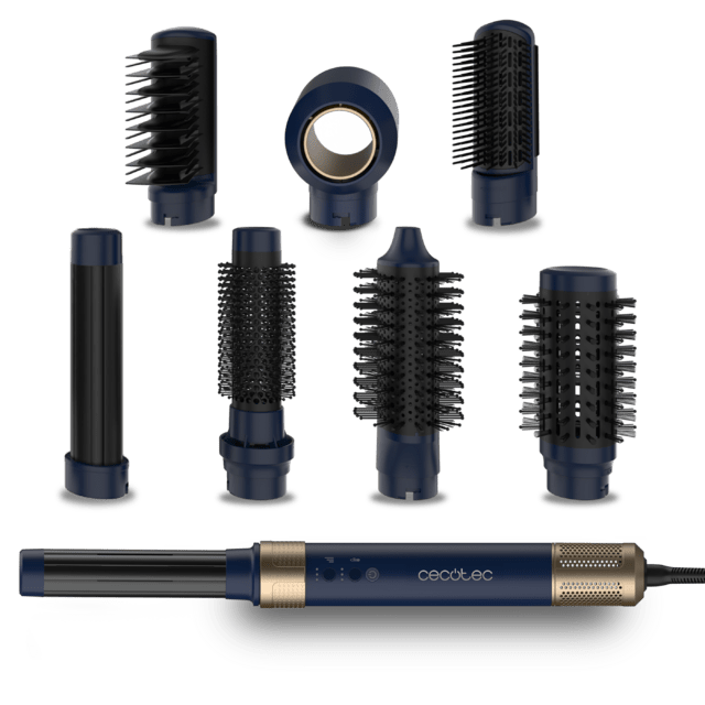 Cecotec Bamba CeramicCare AirGlam Blue Moldeador multifunción 8 en 1 con tecnología Coanda que moldea riza peina seca y elimina el efecto frizz. Con 3 velocidades 3 temperaturas y control inteligente del calor. Motor digital 1