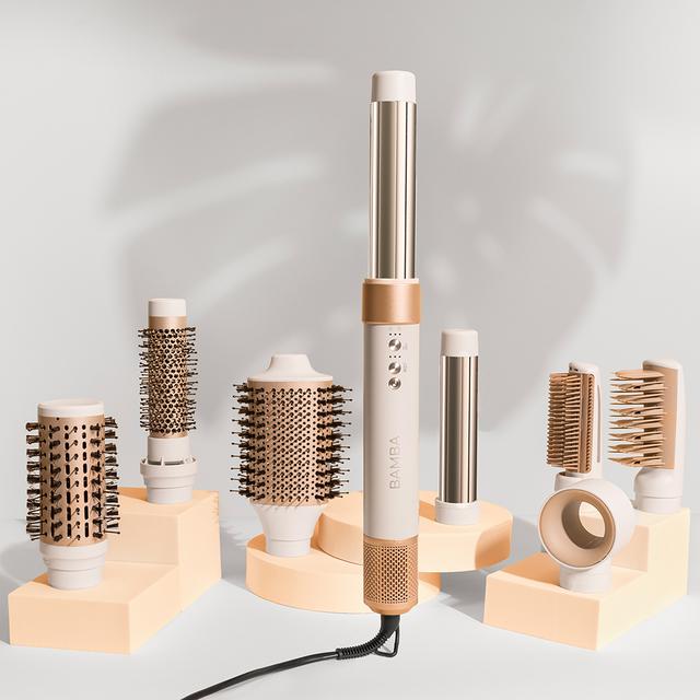 Cecotec Bamba CeramicCare AirGlam Champagne Moldeador Multifunción 8 En 1 Con Tecnología Coanda Que Moldea Riza Peina Seca Y Elimina El Efecto Frizz. Con 3 Velocidades 3 Temperaturas Y Control Inteligente Del Calor. Motor Digi