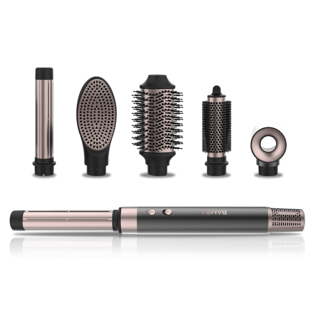 Cecotec Bamba CeramicCare AirGlam Original Cepillo de aire moldeador 6 en 1 con 6 cabezales intercambiables 2 velocidades y 3 temperaturas Cepillo de aire moldeador de pelo secador alisador y rizador