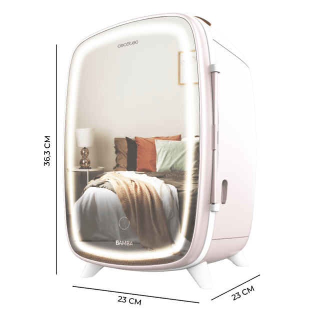 Cecotec Bamba CoolingBeauty 6000 Mirror Rose Nevera De Cosméticos De 6 Litros Con Espejo Y Luz Led Nevera De Cosméticos Y Maquillaje