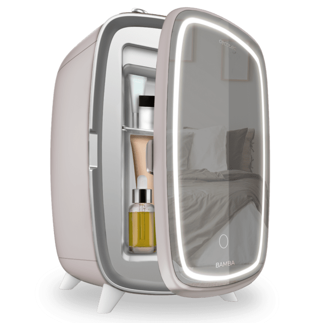 Cecotec Bamba CoolingBeauty 6000 Mirror Rose Nevera de cosméticos de 6 litros con espejo y luz led Nevera de cosméticos y maquillaje