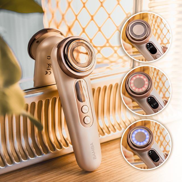 Cecotec Bamba FaceCare LightSonic Masajeador Facial De Fototerapia Con Luz Azul Y Luz Roja Con Función Calor Vibración Y Microcorrientes EMS. Además Posee Pantalla Y Funciona Con Batería. Masajeador Facial Antiarrugas Reafir