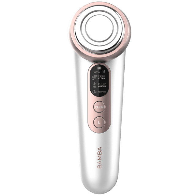 Cecotec Bamba FaceCare LightSonic Masajeador facial de fototerapia con luz azul y luz roja con función calor vibración y microcorrientes EMS. Además posee pantalla y funciona con batería. Masajeador facial antiarrugas reafir