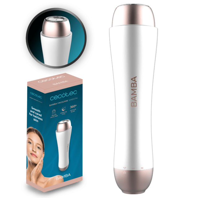 Cecotec Bamba FaceCare Smooth Depiladora facial de acero inoxidable para rasurar el vello facial con tapa protectora Depiladora facial 