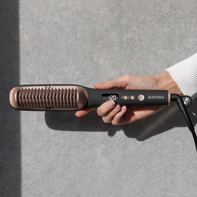 Cecotec Bamba InstantCare 1400 Excellence Brush M. Cepillo Alisador Eléctrico 1400 Excellence Brush. Revestimiento De Cerámica Queratina Aceite De Argán Y Generador De Iones Temperatura De 120º A 220º Bolsa De Viaje Cepillo