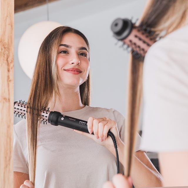 Cecotec Bamba InstantCare Curly AirFlow Cepillo Rizador Con Aire Caliente Y Placa Calefactora Con Revestimiento De Cerámica. Cilindro De 34 Mm Con Función Giratoria Hacia Los Dos Sentidos Y Temperatura Regulable. Cepillo Rizad