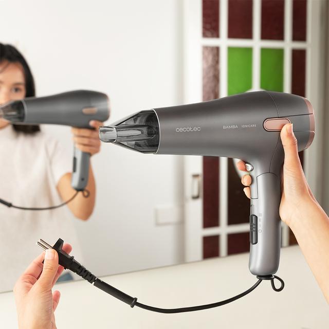 Cecotec Bamba IoniCare 5250 EasyCollect Pro. Secador De Pelo Iónico De 2100 W Función Recogecables Automático Plegable Ion Real Boquilla Concentradora Y Difusor 2 Velocidades Negro Secador De Pelo