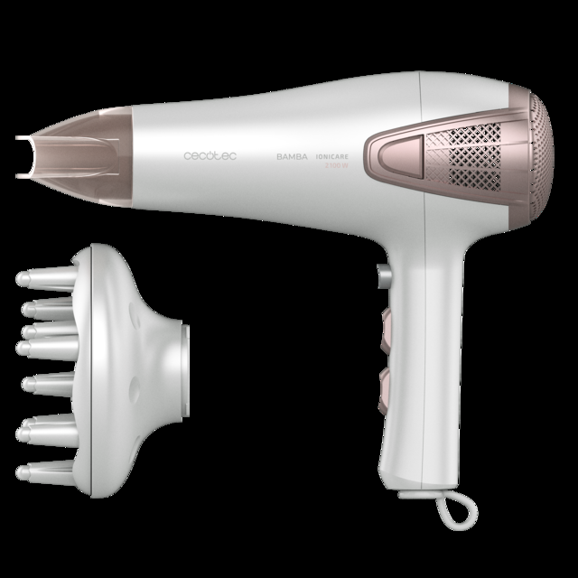 Cecotec Bamba IoniCare 5250 EasyCollect. Secador de Pelo Iónico de 2100 W Función recogecables automático Ion real Boquilla concentradora y Difusor 2 Velocidades Secador de pelo