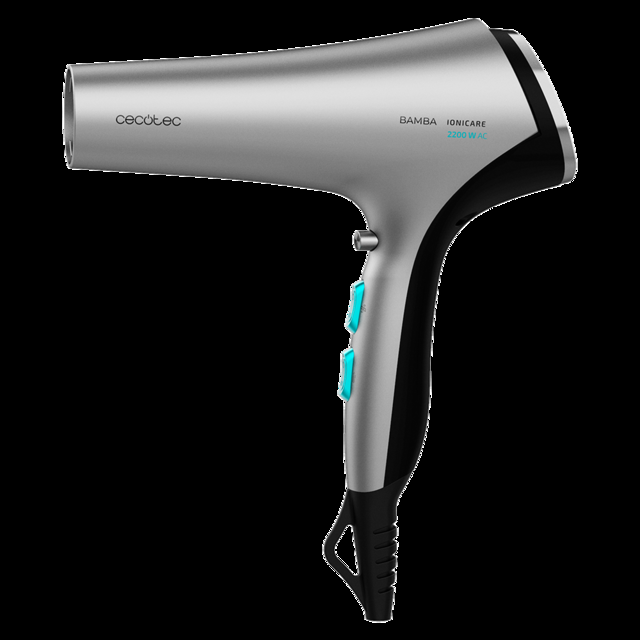 Cecotec Bamba Ionicare 5320 Flashlook Black. Secador de pelo con Potencia 2200 W Ion real 2 Boquillas Difusor Haircare Función aire frío 2.5 m cable 3 Temperaturas 2 Velocidades Secador AC de 220W con dos concentradores y difu