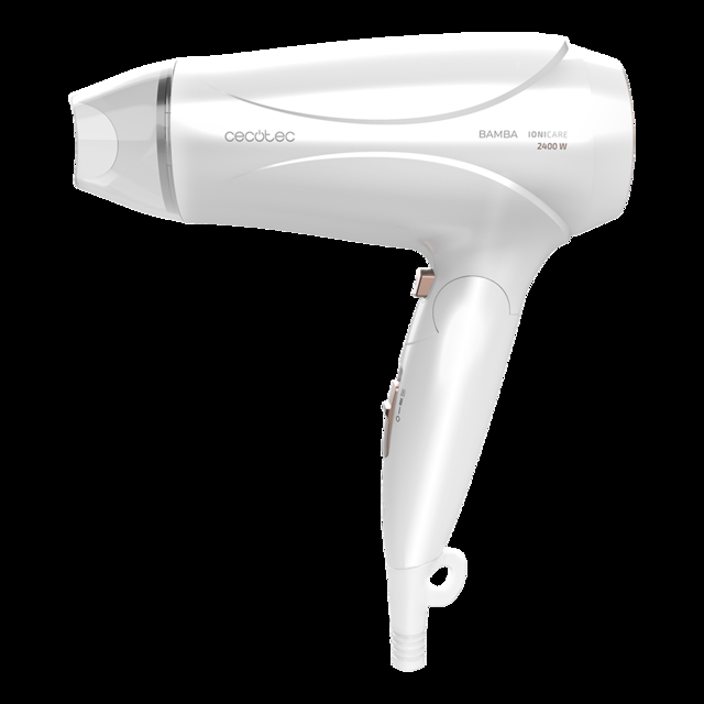 Cecotec Bamba IoniCare 5400 Power&Go. Secador de Pelo de Viaje Básico con Motor Profesional 2400W Potente caudal de aire 2 velocidades y 2 temperaturas (Blanco) Secador de pelo de viaje