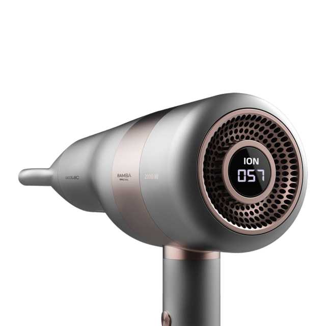 Cecotec Bamba IoniCare 6000 RockStar Vision. Secador De Pelo Iónico Con Motor Digital 2000 W De Potencia Con Pantalla LCD Ion Real 5 Ajustes De Temperatura Función Aire Frío (6000 Rockstar Vision) Secador Iónico De Pelo Con