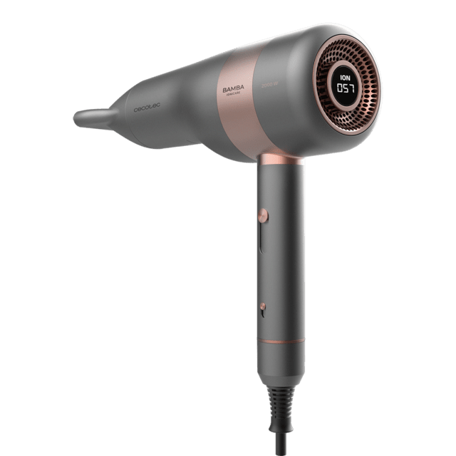 Cecotec Bamba IoniCare 6000 RockStar Vision. Secador De Pelo Iónico Con Motor Digital 2000 W De Potencia Con Pantalla LCD Ion Real 5 Ajustes De Temperatura Función Aire Frío (6000 Rockstar Vision) Secador Iónico De Pelo Con