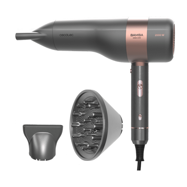 Cecotec Bamba IoniCare 6000 RockStar Vision. Secador de pelo iónico con Motor digital 2000 W de potencia con pantalla LCD ion real 5 ajustes de temperatura función aire frío (6000 Rockstar Vision) Secador iónico de pelo con