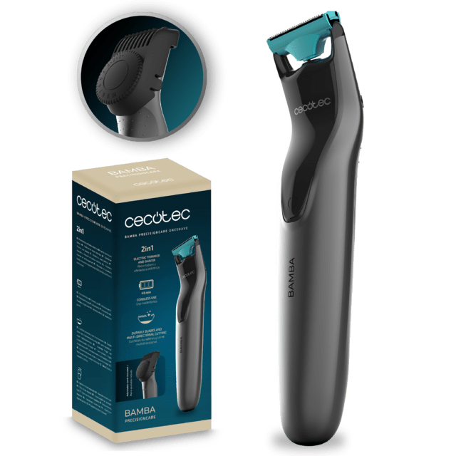 Cecotec Bamba PrecisionCare OneShave Recortadora de pelo 2 en 1 uso inalámbrico cuchillas de acero inoxidable y peine ajustable Recortadora de pelo