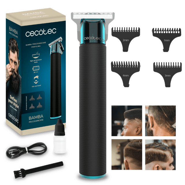 Cecotec Bamba PrecisionCare Profiling Perfiladora de pelo con cuchilla afilada y motor silencioso. Perfiladora de pelo
