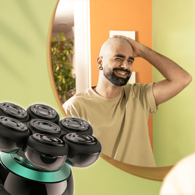 Cecotec Bamba PrecisionCare Skull Afeitadora De Cabeza Con 7 Cuchillas Flotantes Pantalla Base De Carga Y Resistente Al Agua (IPX6). Afeitadora De Cabeza 