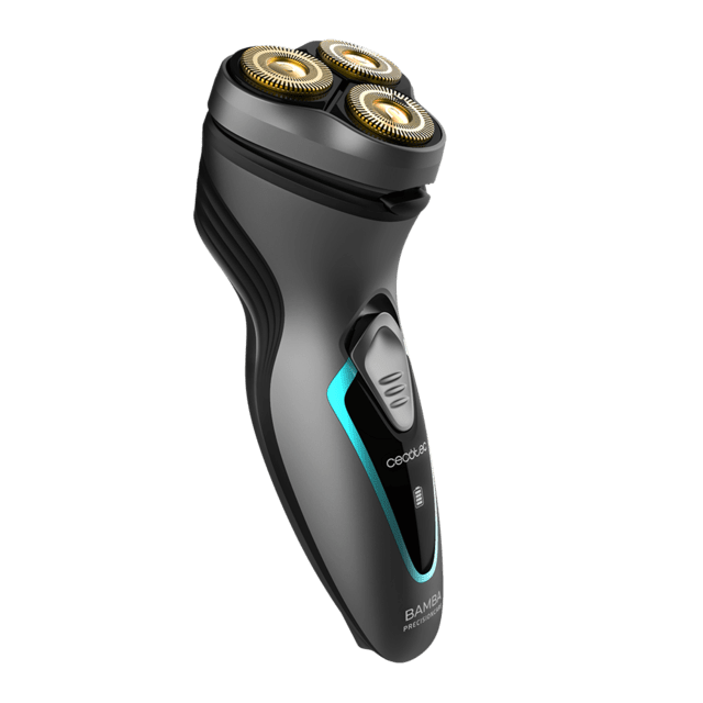 Cecotec Bamba PrecisionCare Titanium PerfectCut. Afeitadora Rotativa De 8 W Cuchillas De Acero Inox Recubrimiento De Titanio Cabezal 3D Batería De Litio Autonomía 40 Min Afeitadora Rotativa