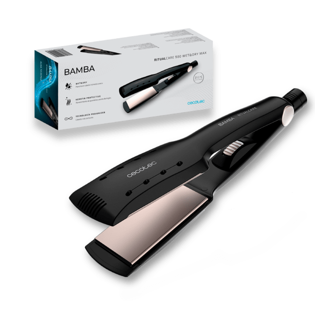 Cecotec Bamba Ritual Care 900 Wet&Dry Max Plancha de pelo con placas anchas y tecnología 3D revestimiento de Queratina y aceite de Argán temperatura constante 210ºC 3m de cable<p class="p1" style="margin: 0px; font-variant-nu